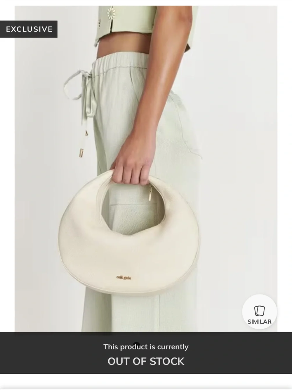 Authentic Cult Gaia Valisa Neutral Top Handle Crescent Handbag